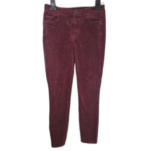 Paige Hoxton Burgundy Red Corduroy Ankle Pants Jeans
